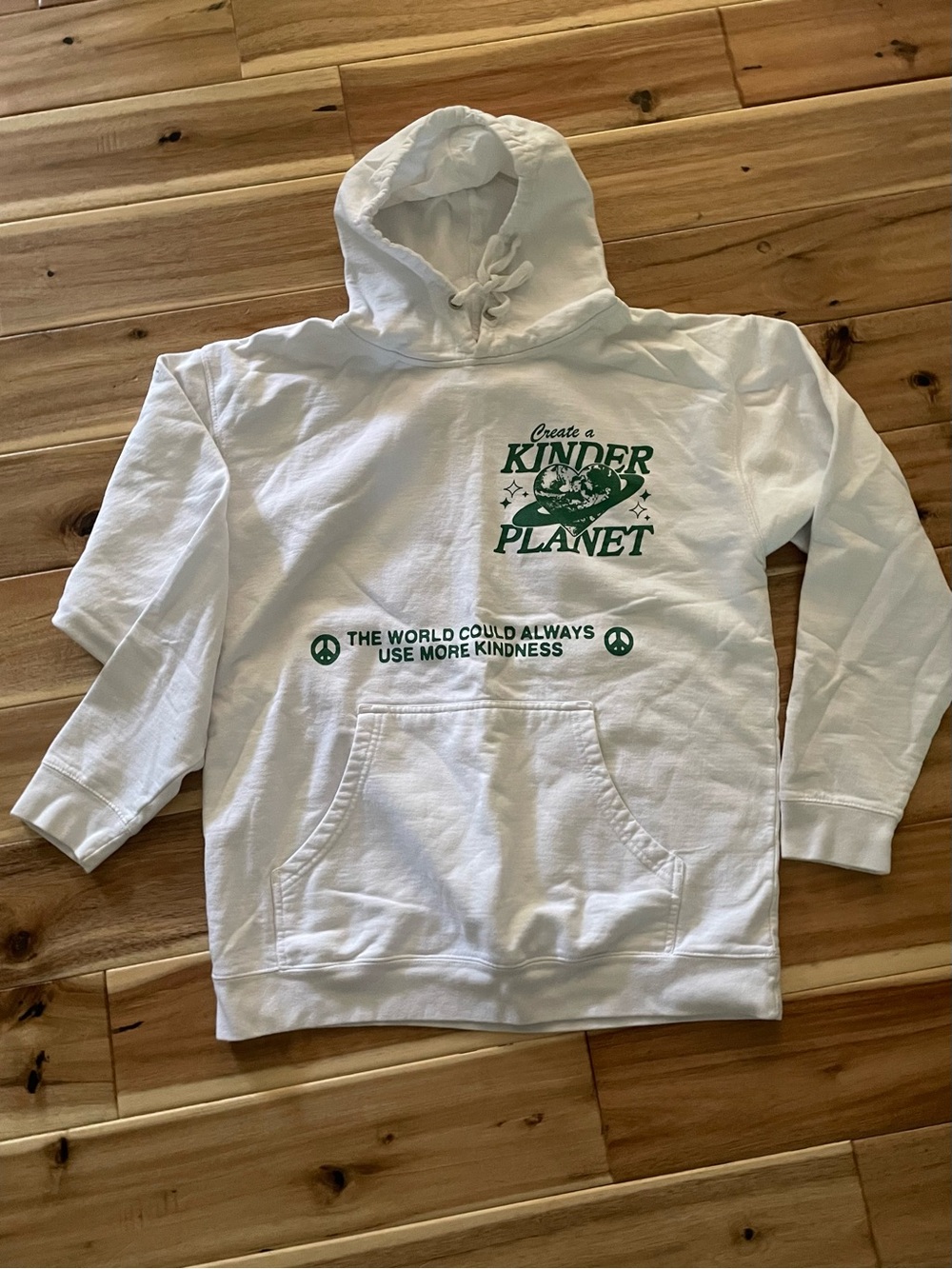 Create a Kinder Planet White Hoodie - Eco Kindness Graphic